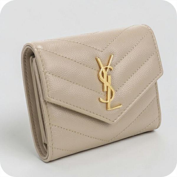 SAINT LAURENT 中古 サンローラン 三つ折り財布 コンパクト 三折財布