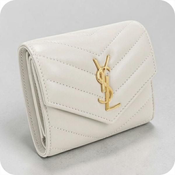 SAINT LAURENT 中古 サンローラン 三つ折り財布 コンパクト 三折財布