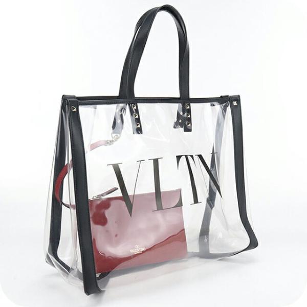 希少　ヴァレンティノ　 VLTN クリア ロックスタッズ トートバッグ　ポーチ付 VALENTINO（ヴァレンティノ） 中古 トートバッグ レディース ブランド