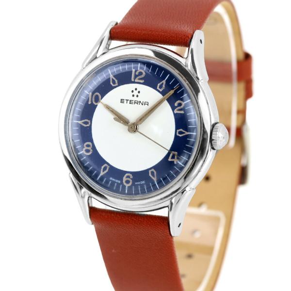エテルナ ETERNA 腕時計 メンズ 520 ビンテージ リダンダイヤル ファンシーラグ セイタケケース 手巻き（Cal.520S） ブルー（リダン）xブラウン アナログ表示 中古 レア エテルナ ETERNA ビンテージ リダンダイヤル ファンシーラグ