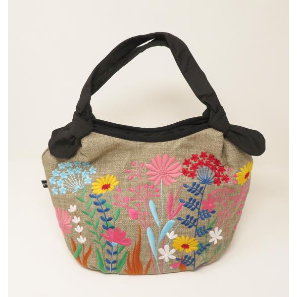 ベトナム刺繍（花柄刺繍 青色）トートバッグ nanas_nvdc6007