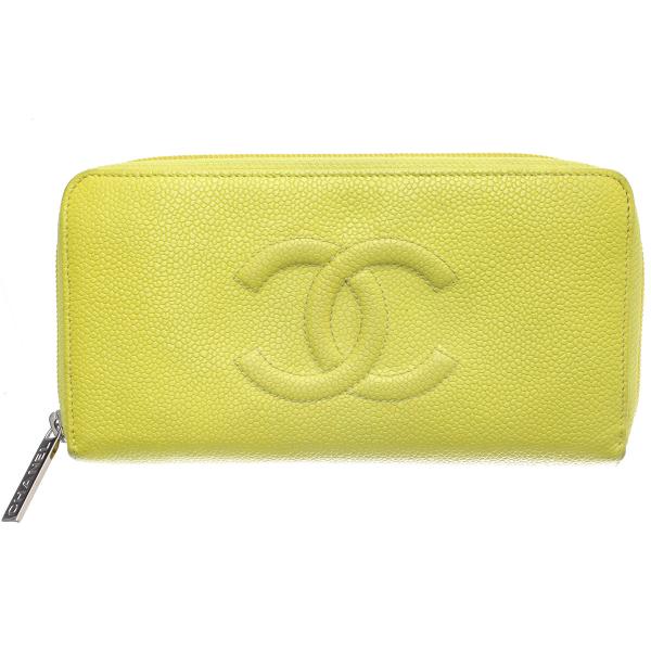 CHANEL（シャネル） キャビアスキン ココマーク ラウンドファスナー長