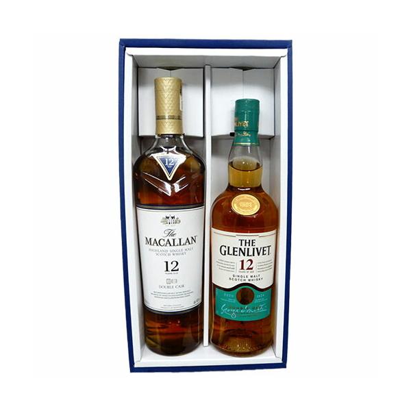 山崎マッカラン12年ダブルカスク　ボウモア12年　グレンリベット12年 12年飲み比べ2本セット マッカラン12年ダブルカスク40度700ml、グレン