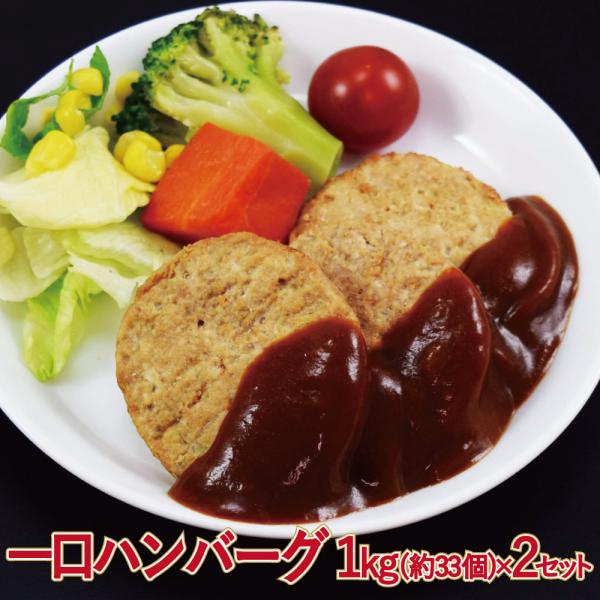 ミニハンバーグ 1kg（約33個入）×2セット 2kg ハンバーグ お徳用 冷凍食品 業務用 お弁当 おかず おつまみ 惣菜 パーティー 時短 まとめ買い 洋食 鶏ハンバーグ