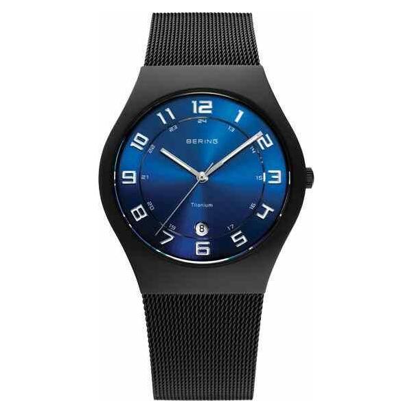ベーリング 腕時計 Bering Time Classic クラシック メンズ Black Blue 信用 Dial Mesh With Case Titanium Watch 227