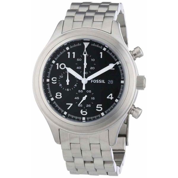 フォッシル 腕時計 再再販 Fossil Compass クロノグラフ Black Dial メンズ Shipsfree Jr Watch Stainless Steel