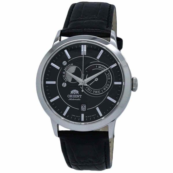 オリエント 腕時計 Orient Sun And 付与 Moon Fet0p003b0 Leather Black Watch Dial Band メンズ