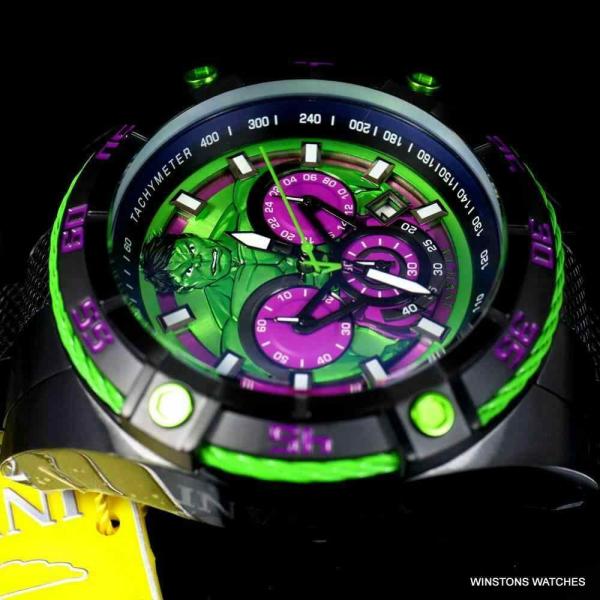 インビクタ 腕時計 Invicta Speedway Viper Marvel Hulk Green クロノグラフ Black Steel Watch 52mm New インヴィクタ Rainbowbookclub Org