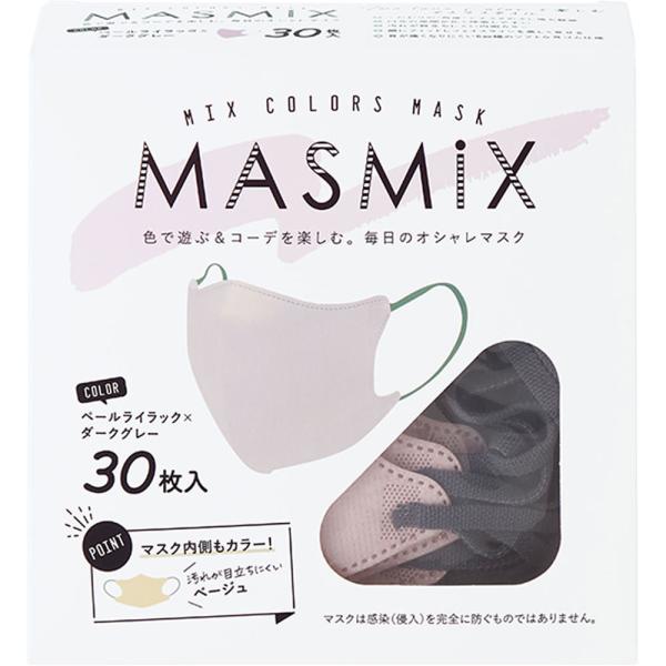 他サイト： ＭＡＳＭｉＸマスク ペールライラック×ダークグレー 30枚の商品画像