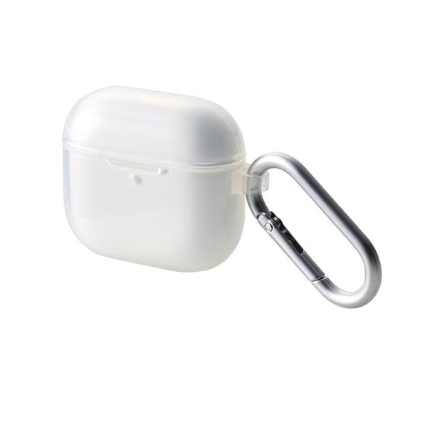 AirPods 4 ケース 用 ソフト 落下防止 カラビナ付 クリア メーカー在庫品