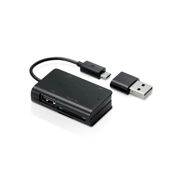 メモリリーダライタ microBケーブル SD+microSD+USBAメス ブラック メーカー在庫品