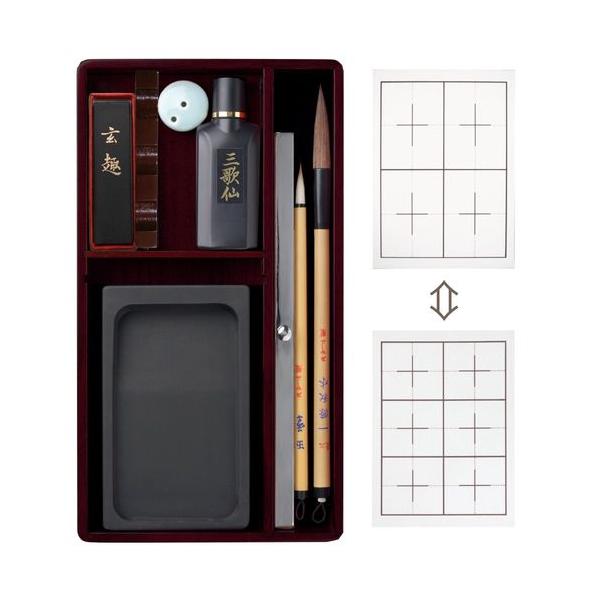 akashiya 大人の書道セット 越前塗 ローズ（特大） 取り寄せ商品