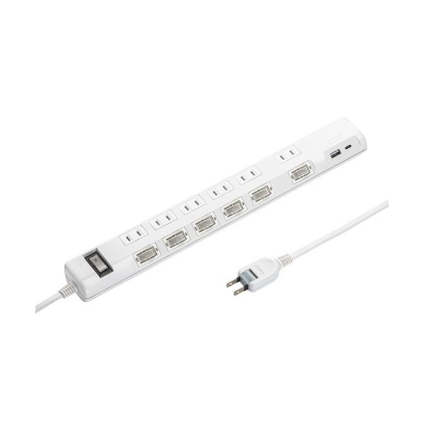 【Type-C搭載のPD20W対応で個別スイッチと一括集中スイッチが付いた節電タップ。】 検索キーワード:サンワサプライ|SANWA SUPPLY ファシリティ関連|電源タップ メーカー型番:TAP-B108UC-1W TAPB108UC1W