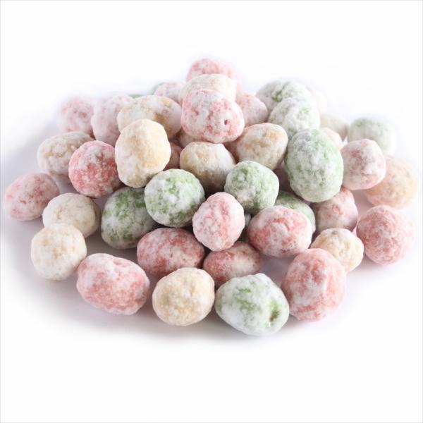 センターの大豆にはタンパク質含量が多く、コクのある味わいが定評の九州産「フクユタカ」を使用し、彩り鮮やかなサクサク生地の周りに砂糖がけをした素朴な味わいの豆菓子です。創業時より今まで、素朴ゆえに人気の衰えない、節分時期限定生産の商品です。商...