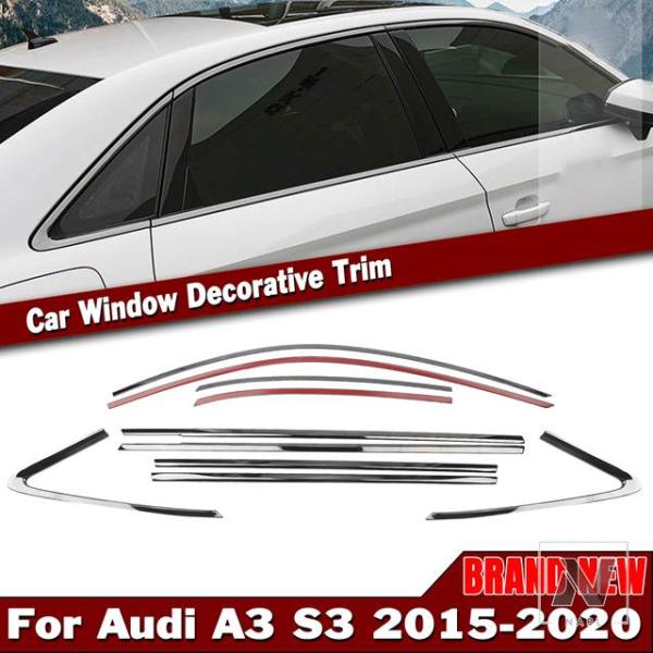 並行輸入品 アウディ A3 S3 セダン 2015-2020 4ドア 外装ウィンドウトリムストリップ ウェザーストリップ 装飾プロテクター シール モールディン