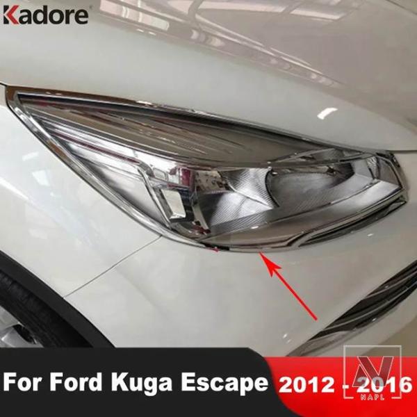 【並行輸入品】フォード クーガ エスケープ 2012-16 3代目用 フロントヘッドライト ランプカバートリム クローム カーヘッドライトトリム