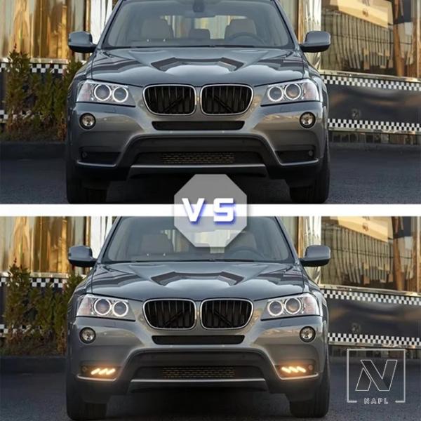 並行輸入品 BMW X3 F25 2009-2013用カーLEDデイタイムランニングライトウィンカーフォグライトDRLホワイト+イエロー+ライト