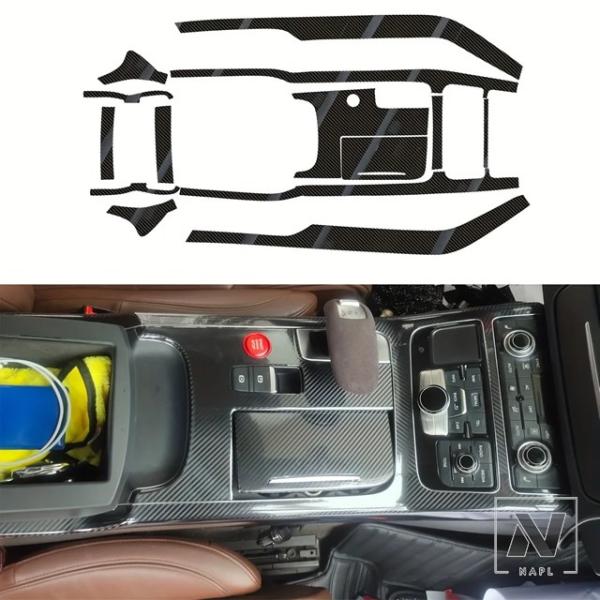 並行輸入品 アウディ A8 S8 D4 2011-2017 左ハンドルカーボンPVCインテリアオーバーレイセットギアシフトコンソールパネルフィルムデカール