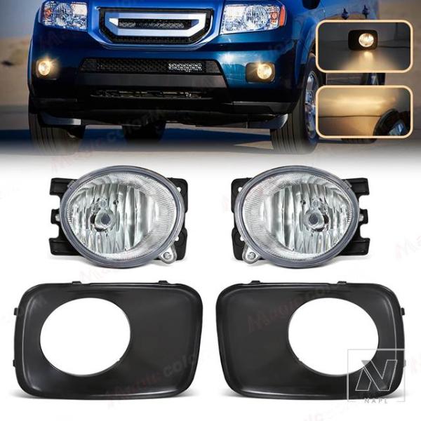 並行輸入品 ホンダ パイロット 2009-2011 フォグランプ ハロゲンバルブ デイタイムランニングライト フロントバンパーヘッドライト DRL ブラックカバ