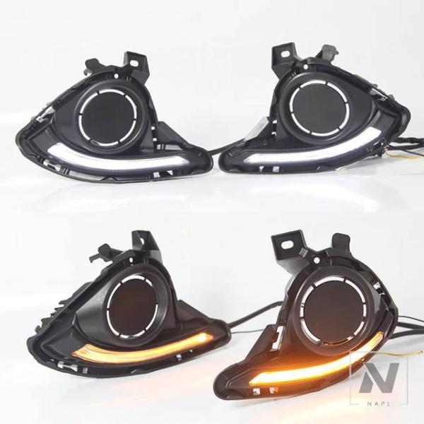 【並行輸入品】マツダ 2 2 デミオ 2015 2016 2017用 LEDデイタイムランニングライト フォグランプ DRL フォグランプ イエローウィンカー付