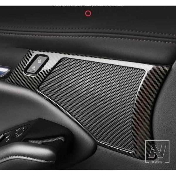 【並行輸入品】マツダ アクセラ 3 2019 2020 ステンレススチール カーボンルック ドアスピーカー オーディオ スピーカーカバートリム