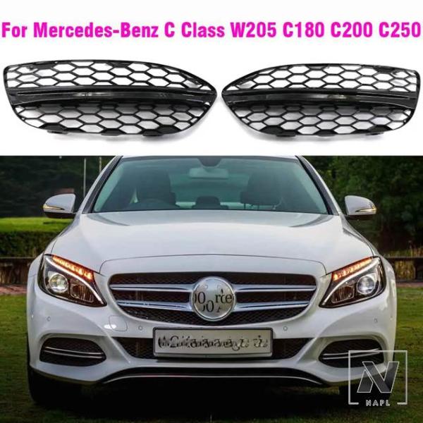 【並行輸入品】フロントバンパーグリルフォグランプカバークロームトリム メルセデスベンツ Cクラス W205 C180 C200 C250 2015-2020