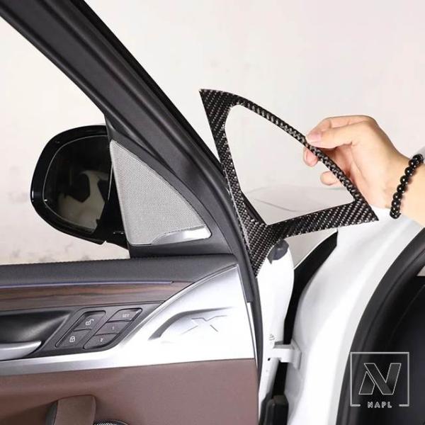 【並行輸入品】BMW X3 G01 2018-2022用 ソフトカーボン製 フロントドア Aピラー スピーカーフレーム カバー トリム ステッカー 内装カーアク