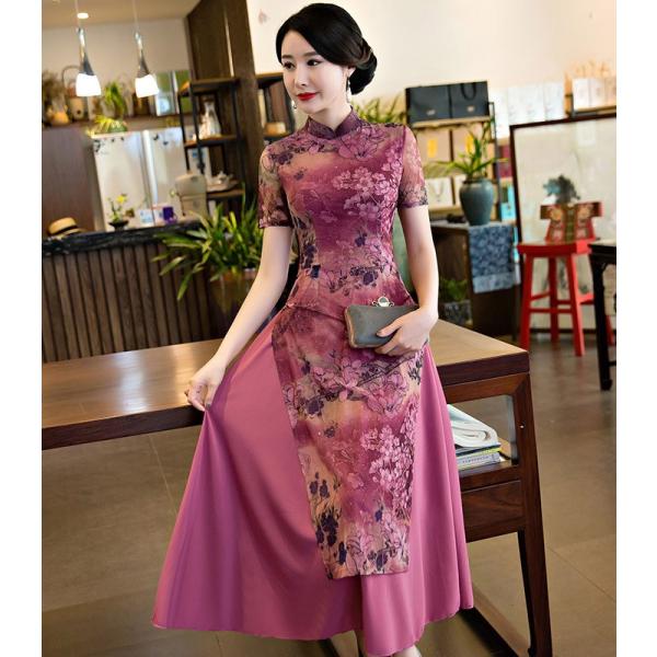 チャイナドレス ワンピース ロング チャイナ服 チャイナ風ワンピ アオザイ 重ね着風 結婚式 披露宴 パーティー ハロウィン コスプレ衣装 お呼ばれ 大きいサイズ Buyee Buyee 日本の通販商品 オークションの代理入札 代理購入