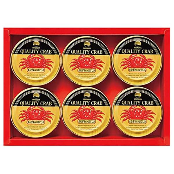 甘味と食感のある肉質が特徴のまるずわいがにの水煮です。使いやすいほぐしみタイプです。６缶をセットにしたギフト商品です。■箱サイズ：約25.5×18×4.5cm　化粧箱入　約1kg■商品内容：まるずわいほぐしみ缶75g×6缶■重量：約1000...
