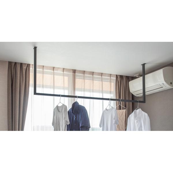 森田アルミ工業 kacu カク U型 Sサイズ 天井付け物干し ブラック 工事資材コム｜森田アルミ工業 天井付け物干し kacu カク