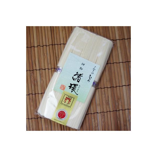 ●細麺「緒環」ゆで時間 約１分三輪素麺協同組合の基準において、標準の「誉」より１ランク細く仕上げた細物素麺です。太すぎず細すぎずツルツルっとした食感は、どなたにでも好まれ、そうめん嫌いの方でも虜にしてしまう程の魅力をもった逸品です。和食に限...