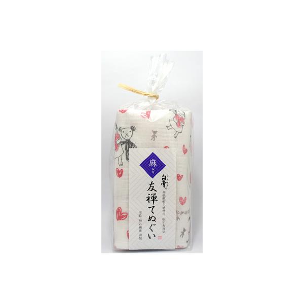 【レターパック370不可】【奈良みやげ】白雪　麻入り　友禅手ぬぐい　よしこ　あか