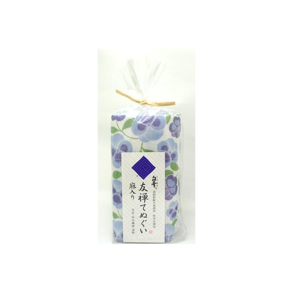 【レターパック370不可】【奈良みやげ】白雪　麻入り　友禅手ぬぐい　パンジー（ブルー）
