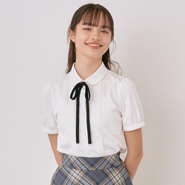 pom ponette junior（ポンポネット ジュニア） 半袖丸襟カットブラウス 
