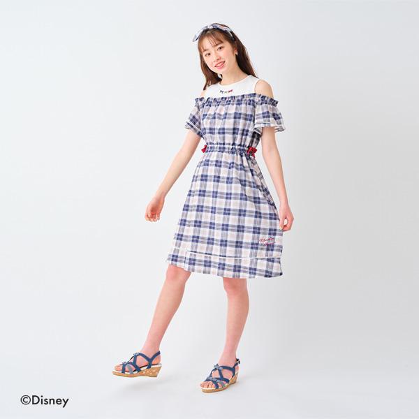 ポンポネットジュニア Pom Ponette Junior Disney ミニーマウスデザイン ヘアバンドつきオフショルチェックワンピース O 50 Outlet ナルミヤオンラインpaypayモール店 通販 Paypayモール