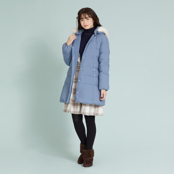 【美品】ポンポネットジュニア　ジャケット　ワンピース ジョーゼットプリーツワンピース(M(150) サックス): ジュニア