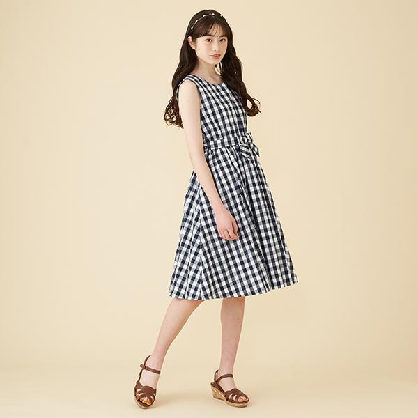 ポンポネットジュニア(pom ponette junior)ウエストリボンノースリーブ  