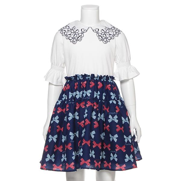 メゾピアノ Mezzo Piano リボン柄ドッキングワンピース O 50 Outlet ナルミヤオンラインpaypayモール店 通販 Paypayモール