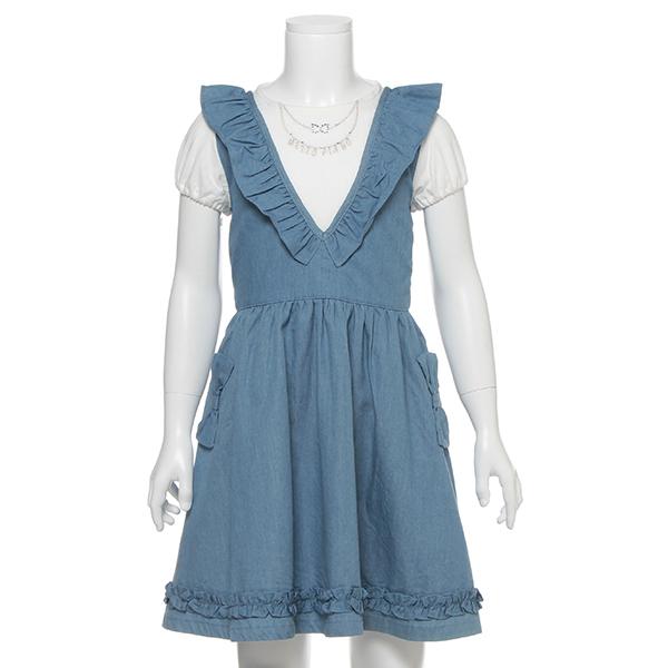 mezzo piano メゾピアノ(mezzo piano)フリルデニムドッキング