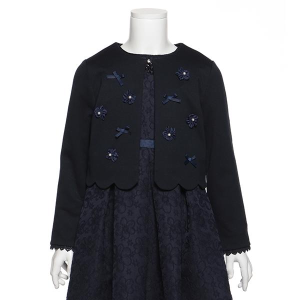 mezzo piano メゾピアノ(mezzo piano)花リボンつきスカラップボレロ