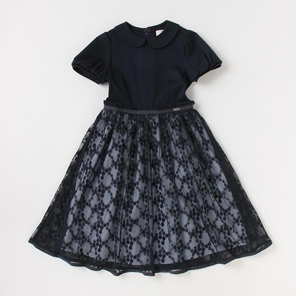 mezzo piano メゾピアノ(mezzo piano)衿つき花レースドッキング