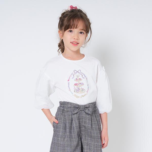 mezzo piano メゾピアノ(mezzo piano)スウィーツスタンド7分袖Tシャツ