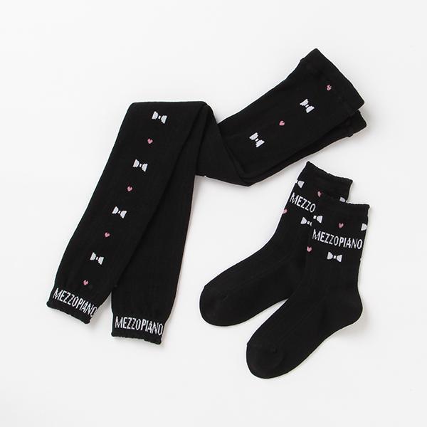 メゾピアノ(mezzo piano)ロゴリボンレギンス＆ソックスセット【日本製  