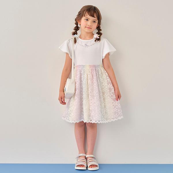 再値下げしました　新品未使用タグ付き　メゾピアノ　レースワンピース mezzo piano メゾピアノ(mezzo piano)レインボー星レース ドッキング