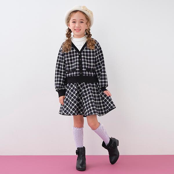 mezzo piano メゾピアノ(mezzo piano)チェックカットジャガード フレア