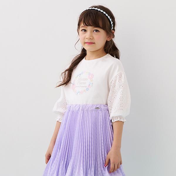 mezzo piano メゾピアノ(mezzo piano)マーガレット 7分袖レースTシャツ 