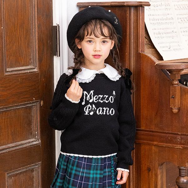 mezzo piano メゾピアノ(mezzo piano)音符ロゴ ニットプルオーバー