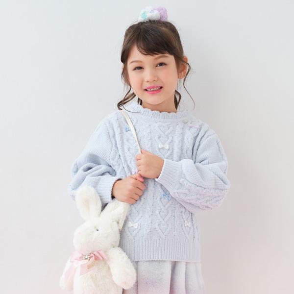 メゾピアノ(mezzo piano)チビリボン モールニットプルオーバー 