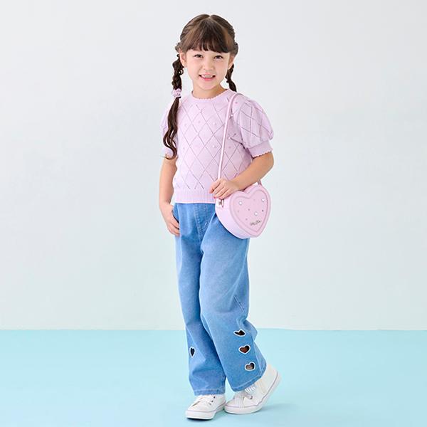 レア❗️mezzo piano メゾピアノ　デニム チャームつき レーストリム デニムパンツ（デニムパンツ