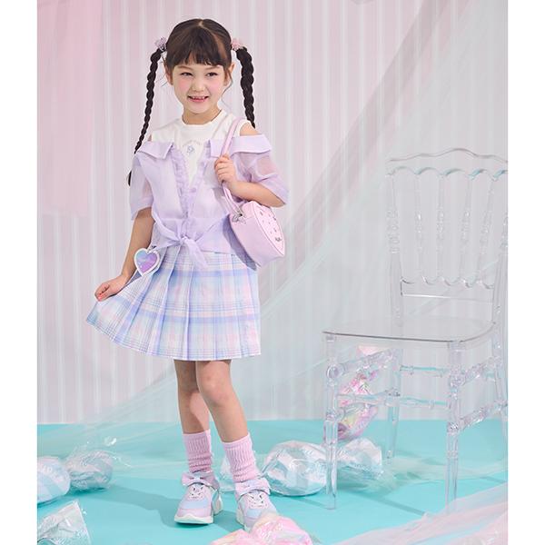 mezzo piano メゾピアノ(mezzo piano)チャームつき チェックプリーツ